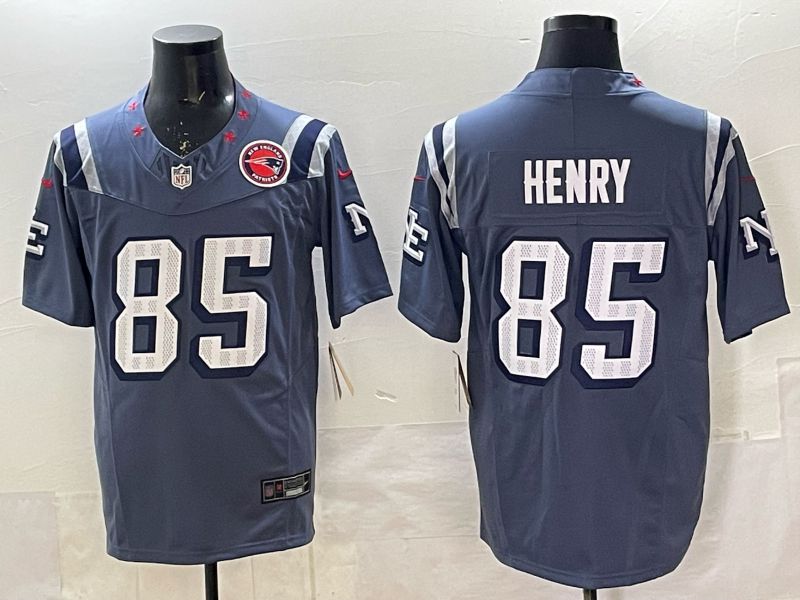 Men 2025 New England Patriots #85 Henry blue 5th generation Throwback Nike Limited NFL Jersey style 011->new england patriots->NFL Jersey